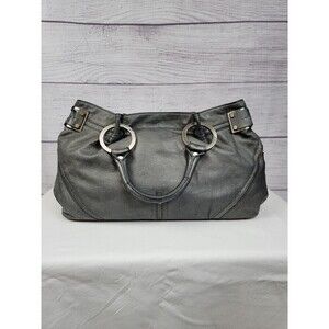 KENNETH Cole Leather Off The Cuff Satchel Bag Grey Pewter